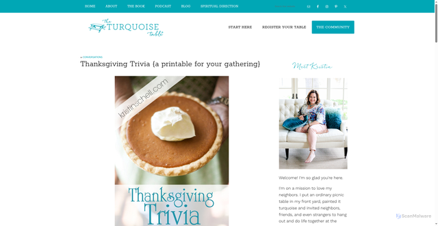 Security scan screenshot of https://theturquoisetable.com/thanksgiving-trivia-a-printable-for-your-gathering/