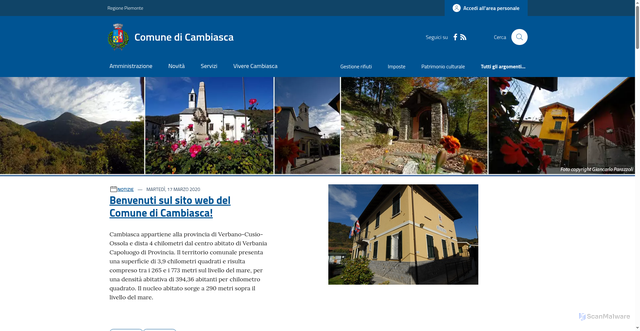 Security scan screenshot of https://www.comune.cambiasca.vb.it/
