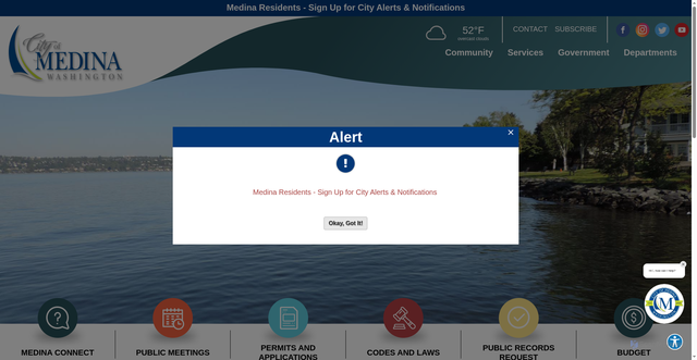 Security scan screenshot of https://www.medina-wa.gov/