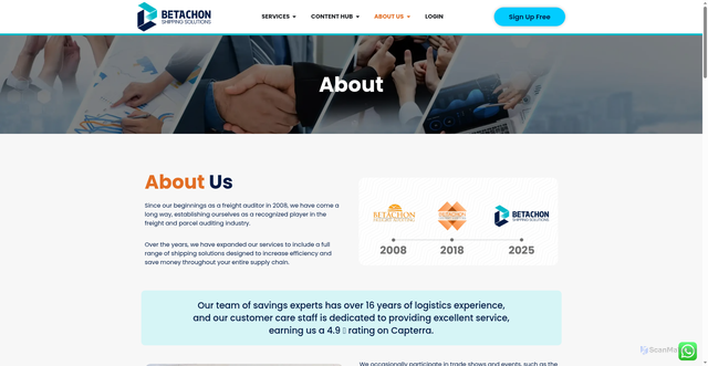 Security scan screenshot of https://betachon.com/about/