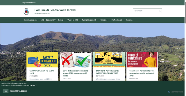 Security scan screenshot of https://www.comune.centrovalleintelvi.co.it/hh/index.php