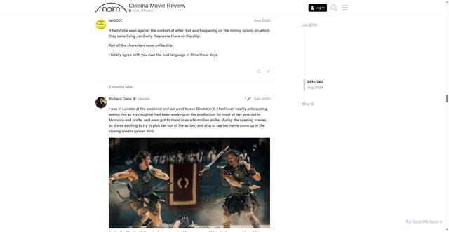 Security scan screenshot of https://community.naimaudio.com/t/cinema-movie-review/529/261