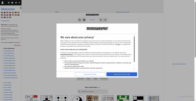 Security scan screenshot of https://www.puzzle-minesweeper.com/