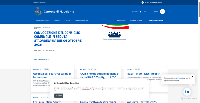 Security scan screenshot of https://www.comune.nuvolento.bs.it/