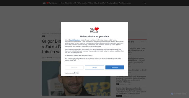 Security scan screenshot of https://www.welovetennis.fr/atp/grigor-dimitrov-sest-fait-plaisir-jai-eu-loccasion-de-partir-quatre-fois-en-vacances
