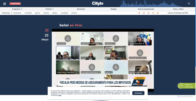 Security scan screenshot of https://citytv.eltiempo.com/en-vivo