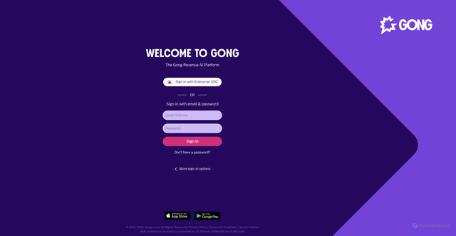 Security scan screenshot of https://us-4821.app.gong.io