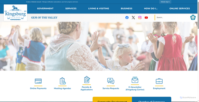 Security scan screenshot of https://cityofkingsburg-ca.gov/