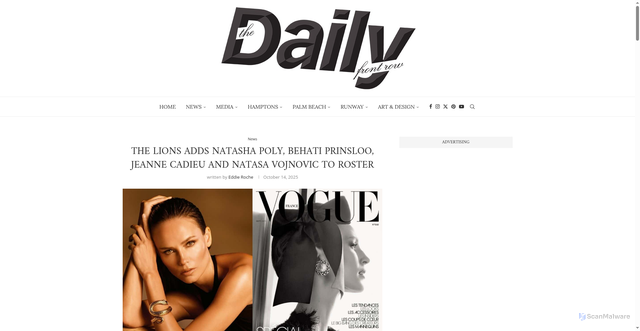 Security scan screenshot of https://fashionweekdaily.com/the-lions-adds-natasha-poly-behati-prinsloo-jeanne-cadieu-and-natasa-vojnovic-to-roster/