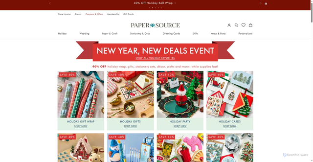 Security scan screenshot of https://www.papersource.com/