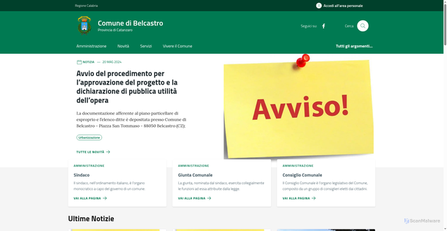 Security scan screenshot of https://comune.belcastro.cz.it/