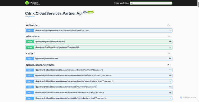 Security scan screenshot of https://partner-australiaeast-release-b.citrixworkspacesapi.net