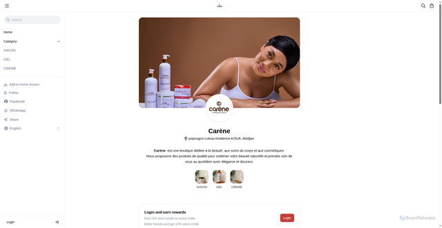 Security scan screenshot of https://careneskin.com/