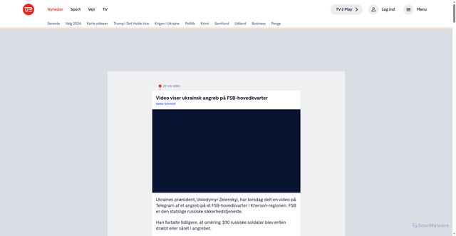 Security scan screenshot of https://nyheder.tv2.dk/live/2024-09-08-seneste-nyt-om-krigen-i-ukraine-70b1d6cc-0720-404e-9878-45546e1999e7/video-viser-ukrainsk-angreb-paa-fsb-hovedkvarter?entry=cf409077-9efa-4261-894f-0c3194a06702