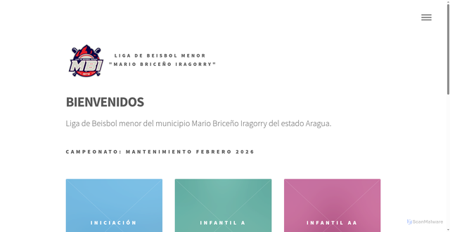 Security scan screenshot of http://beisbolmenorenaragua.com/ligaMBI/inicio.html