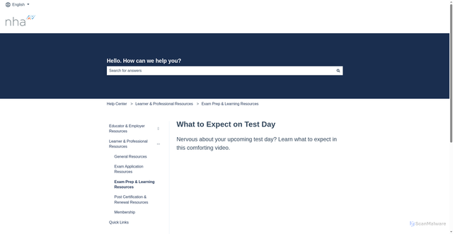 Security scan screenshot of https://knowledge.nhanow.com/what-to-expect-on-test-day