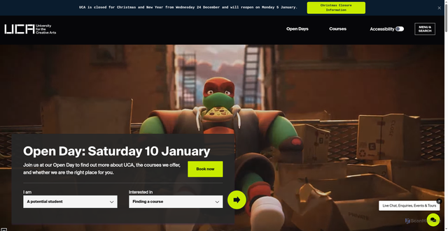 Security scan screenshot of https://www.uca.ac.uk/