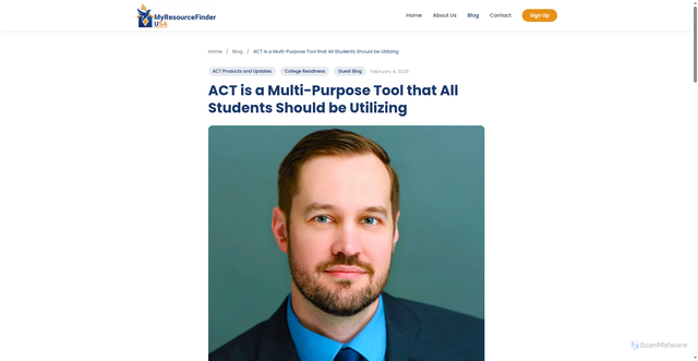 Security scan screenshot of https://myresourcefinderusa.com/blog/act-is-a-multi-purpose-tool-that-all-students-should-be-utilizing