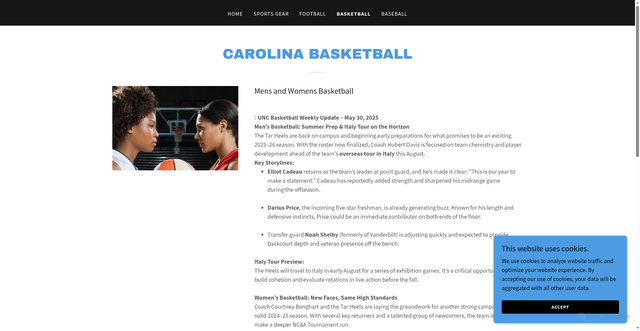 Security scan screenshot of https://uncsports.com/basketball