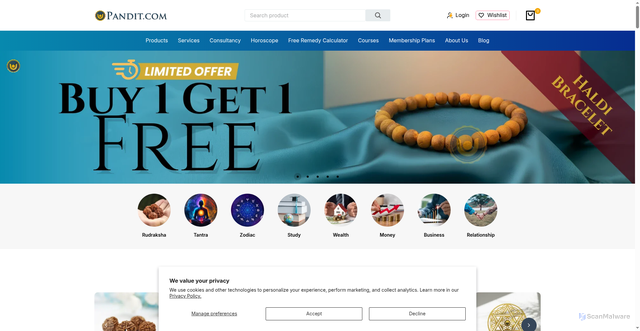 Security scan screenshot of https://pandit.com