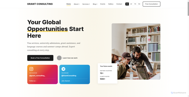 Security scan screenshot of http://grant-consulting.uz/en/