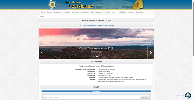 Security scan screenshot of https://www.nmlegis.gov/