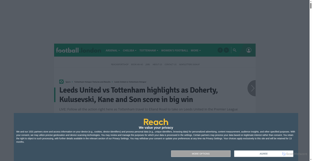 Security scan screenshot of https://www.football.london/tottenham-hotspur-fc/fixtures-results/leeds-vs-tottenham-live-updates-23220176