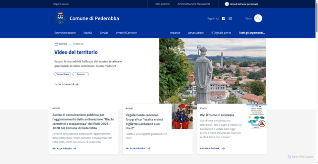 Security scan screenshot of https://www.comune.pederobba.tv.it/