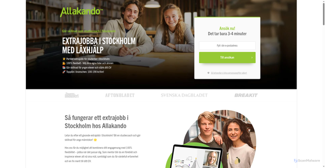 Security scan screenshot of https://extrajobb-stockholm.se