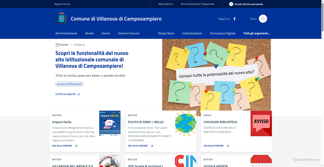 Security scan screenshot of https://www.comune.villanova.pd.it/