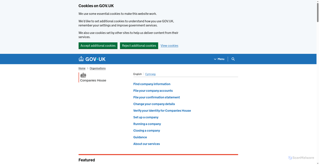 Security scan screenshot of https://www.gov.uk/government/organisations/companies-house