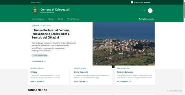 Security scan screenshot of https://comune.calopezzati.cs.it/