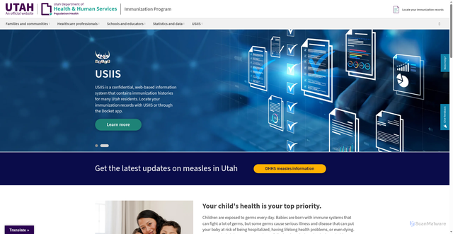 Security scan screenshot of https://immunize.utah.gov/