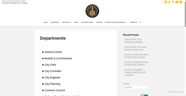 Security scan screenshot of https://www.gohammond.com/departments/