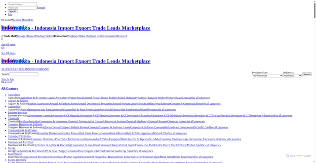 Security scan screenshot of https://indotrade.co