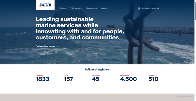 Security scan screenshot of https://svitzer.com