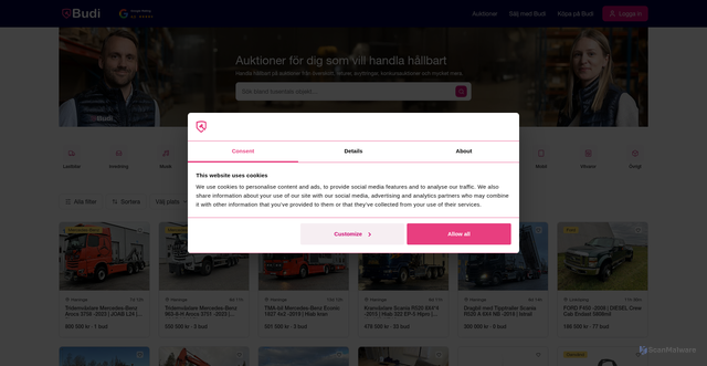 Security scan screenshot of https://budi.se/