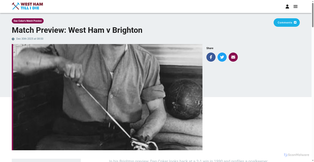 Security scan screenshot of https://www.westhamtillidie.com/posts/match-preview-west-ham-v-brighton-64df45ea-372f-482b-8f4d-910b45e0ba45