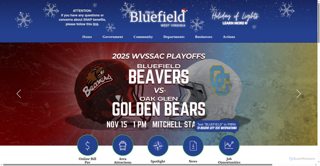 Security scan screenshot of https://www.bluefieldwv.gov/