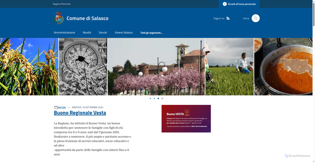 Security scan screenshot of https://www.comune.salasco.vc.it/