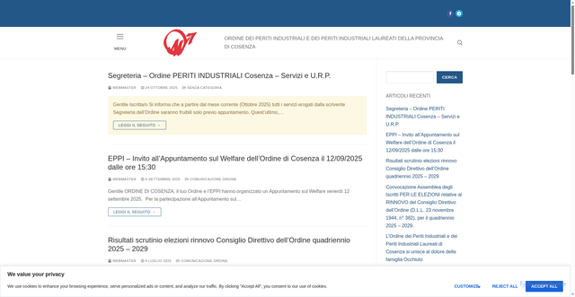 Security scan screenshot of http://www.perindcosenza.it/