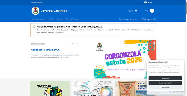 Security scan screenshot of https://www.comune.gorgonzola.mi.it