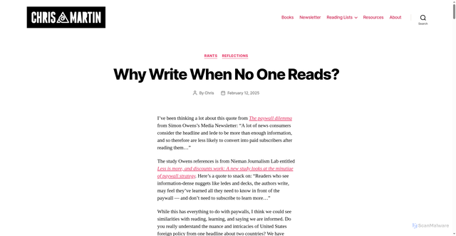 Security scan screenshot of https://chrismartin.com/