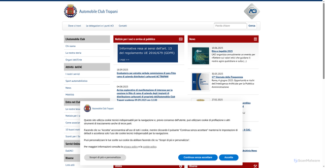 Security scan screenshot of https://trapani.aci.it/