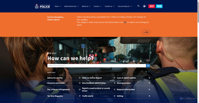 Security scan screenshot of https://www.police.govt.nz/