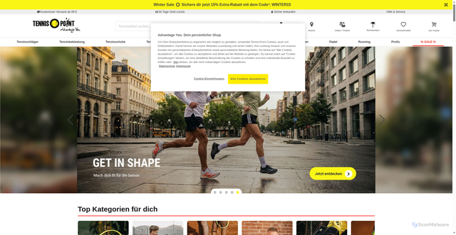 Security scan screenshot of https://tennis-point.de