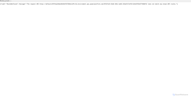 Security scan screenshot of https://defaultc9787ba229de494491f073594c12f8.5d.environment.api.powerplatform.com