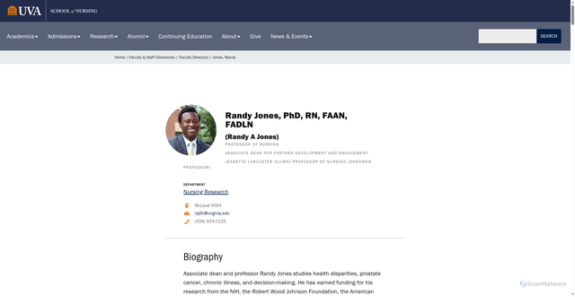 Security scan screenshot of https://www.nursing.virginia.edu/people/raj9c/