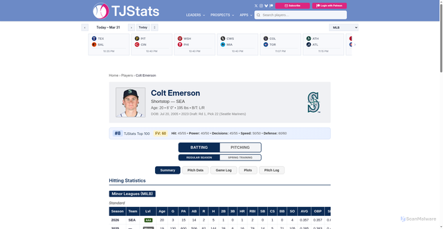 Security scan screenshot of https://tjstats.ca/player/806068
