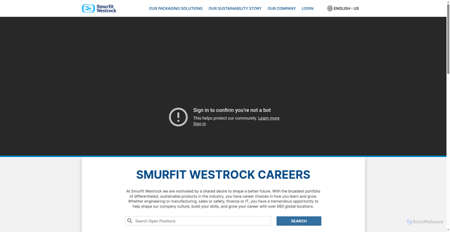 Security scan screenshot of https://smurfitwestrockta.avature.net